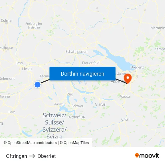 Oftringen to Oberriet map