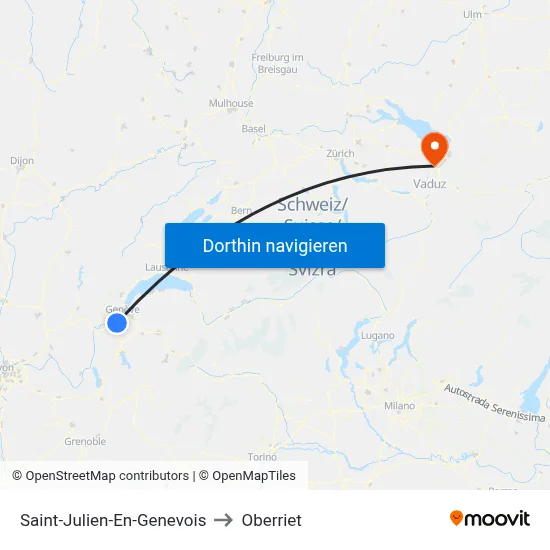 Saint-Julien-En-Genevois to Oberriet map