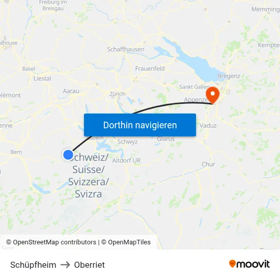 Schüpfheim to Oberriet map