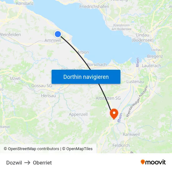 Dozwil to Oberriet map
