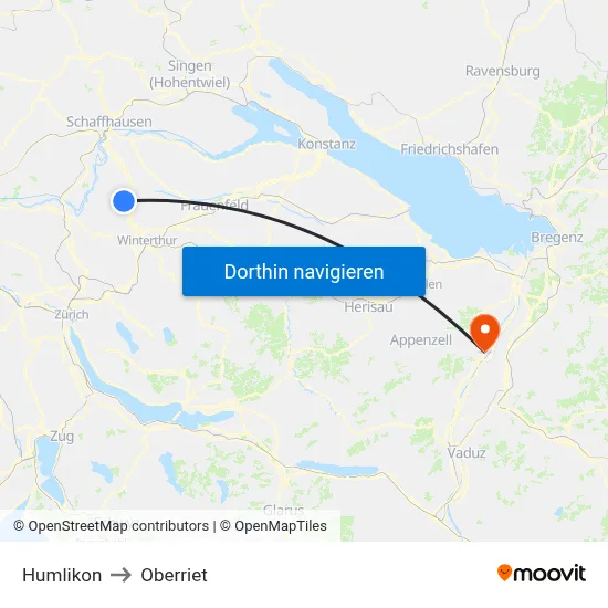 Humlikon to Oberriet map