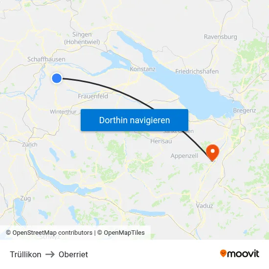 Trüllikon to Oberriet map