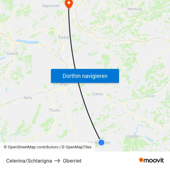 Celerina/Schlarigna to Oberriet map