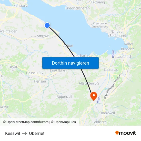 Kesswil to Oberriet map