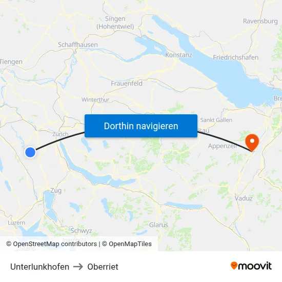 Unterlunkhofen to Oberriet map