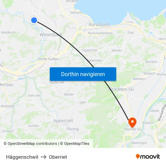 Häggenschwil to Oberriet map
