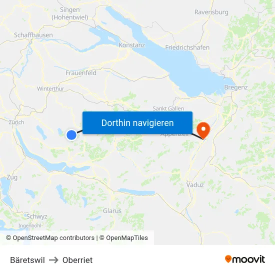 Bäretswil to Oberriet map