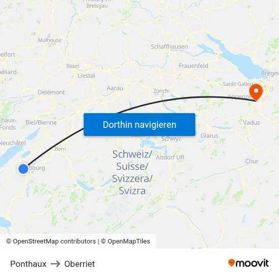 Ponthaux to Oberriet map