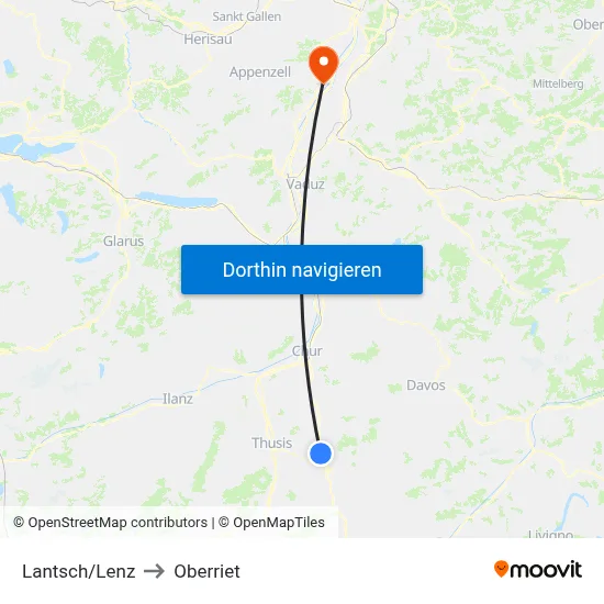 Lantsch/Lenz to Oberriet map