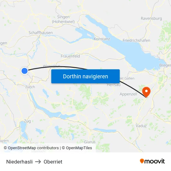 Niederhasli to Oberriet map