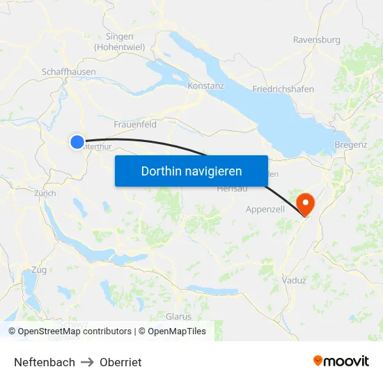 Neftenbach to Oberriet map