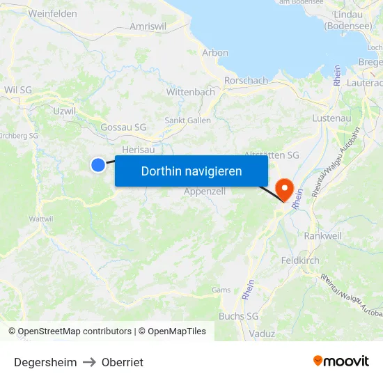 Degersheim to Oberriet map