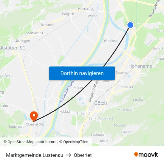 Marktgemeinde Lustenau to Oberriet map