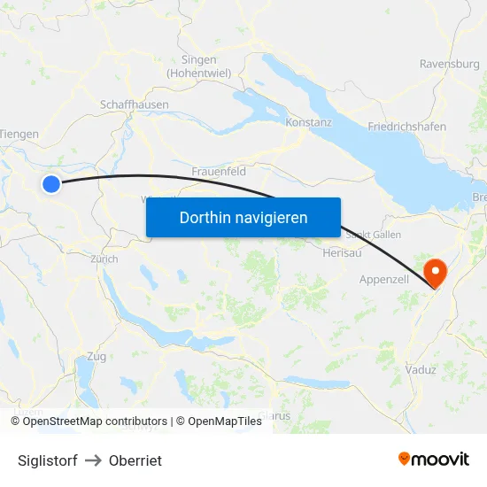 Siglistorf to Oberriet map