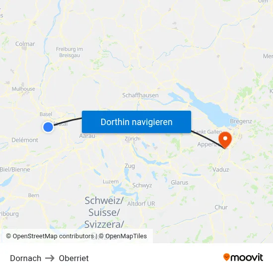 Dornach to Oberriet map