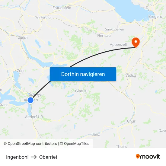 Ingenbohl to Oberriet map