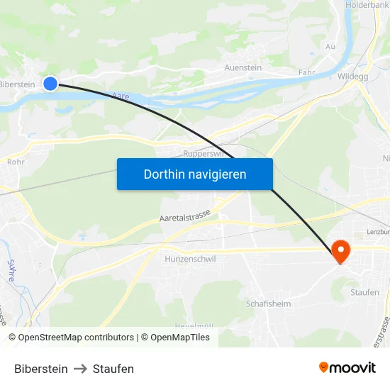 Biberstein to Staufen map