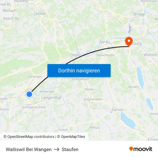 Walliswil Bei Wangen to Staufen map