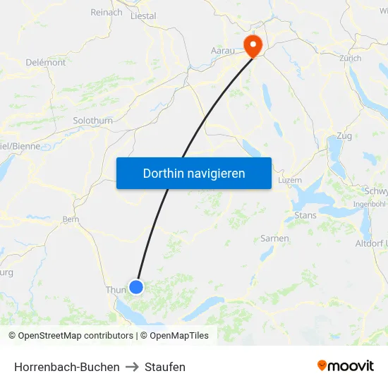 Horrenbach-Buchen to Staufen map