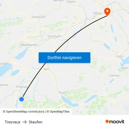 Treyvaux to Staufen map
