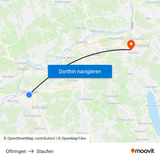 Oftringen to Staufen map