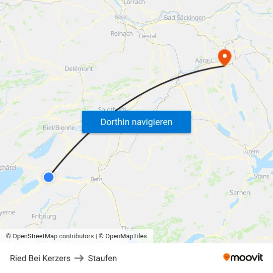 Ried Bei Kerzers to Staufen map