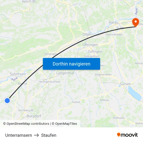 Unterramsern to Staufen map