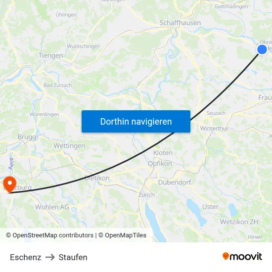 Eschenz to Staufen map