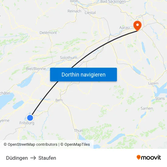 Düdingen to Staufen map