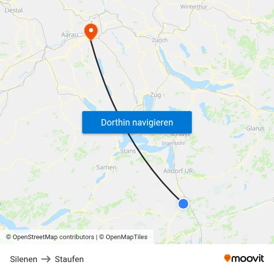 Silenen to Staufen map