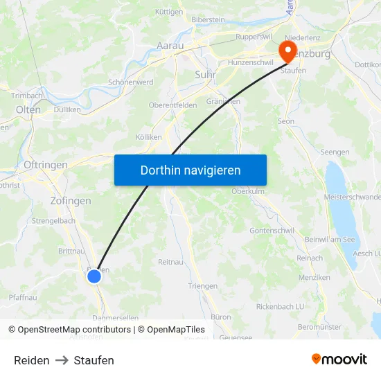 Reiden to Staufen map