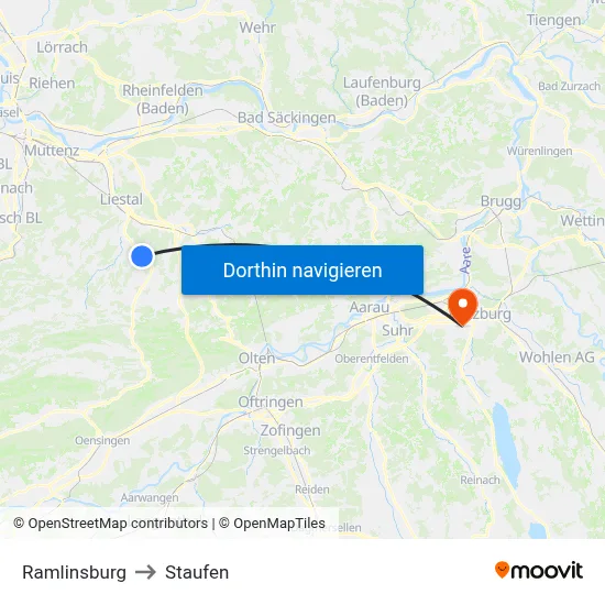 Ramlinsburg to Staufen map