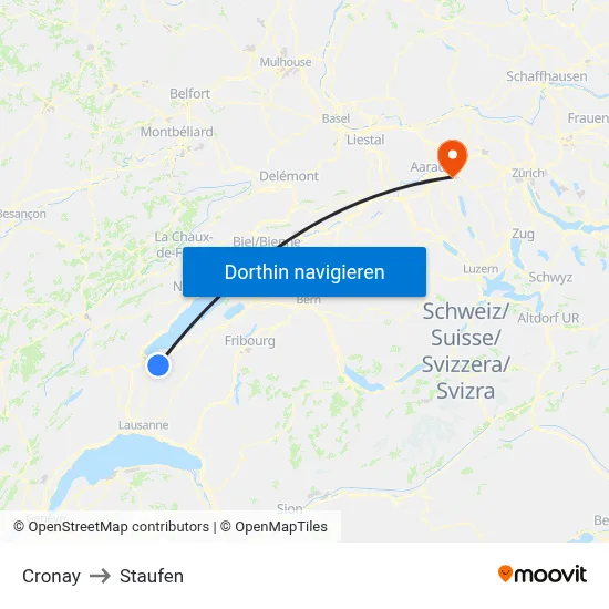 Cronay to Staufen map
