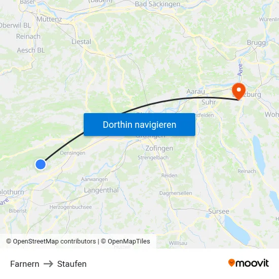 Farnern to Staufen map
