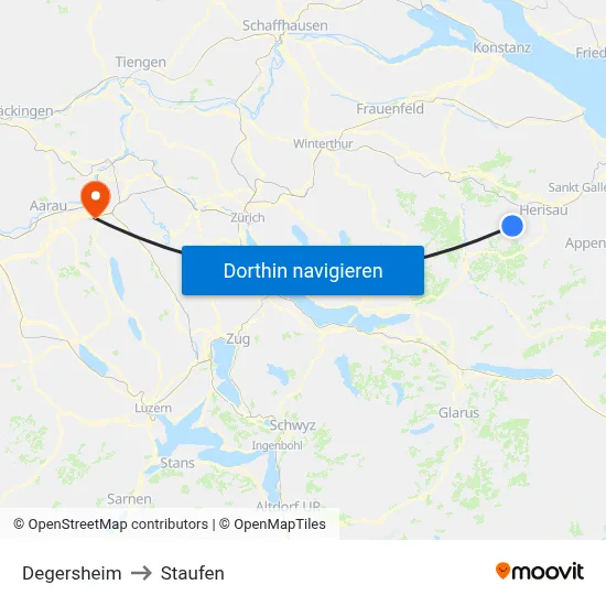 Degersheim to Staufen map