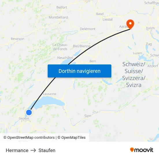 Hermance to Staufen map