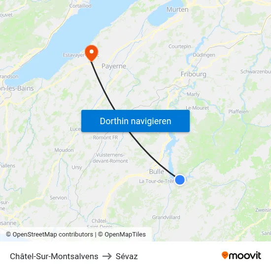 Châtel-Sur-Montsalvens to Sévaz map