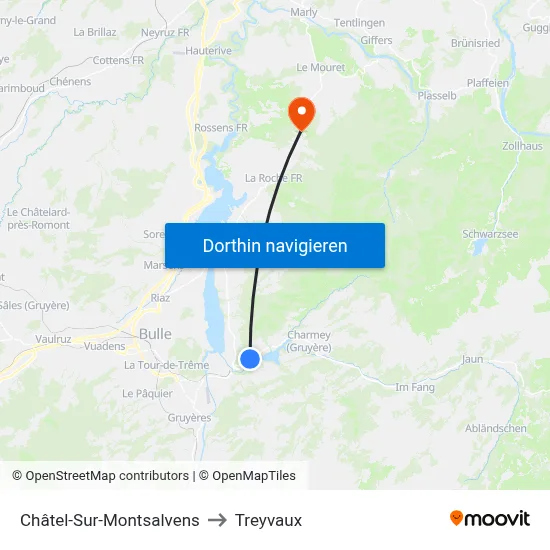 Châtel-Sur-Montsalvens to Treyvaux map