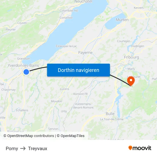 Pomy to Treyvaux map