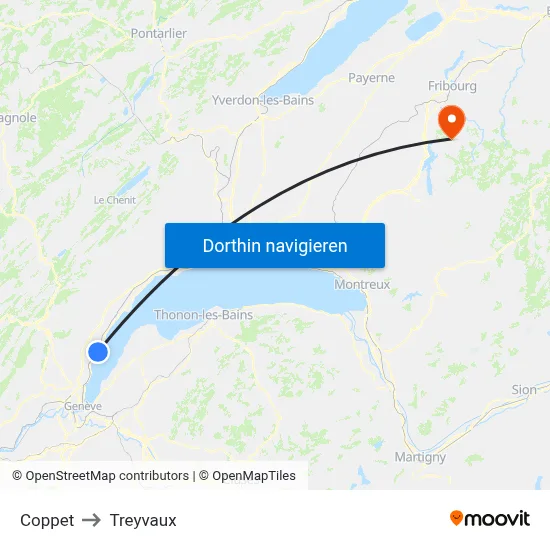 Coppet to Treyvaux map