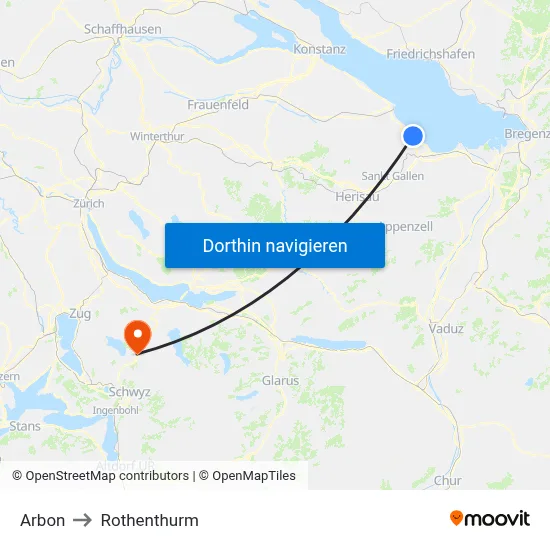 Arbon to Rothenthurm map