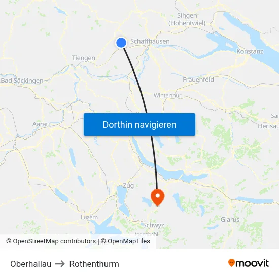 Oberhallau to Rothenthurm map