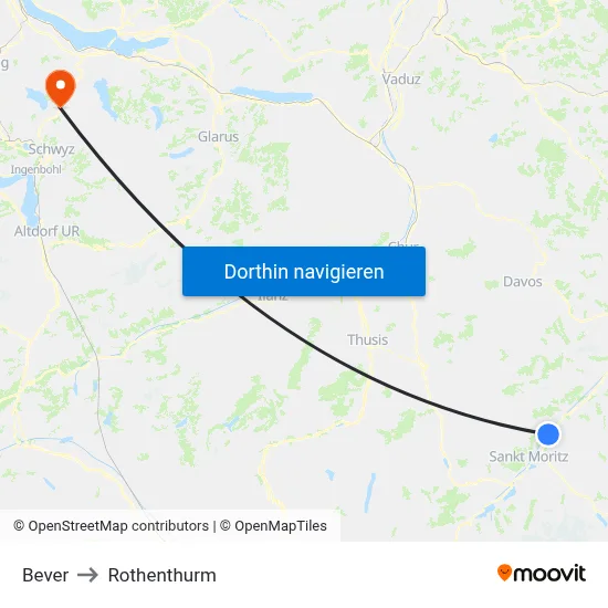 Bever to Rothenthurm map