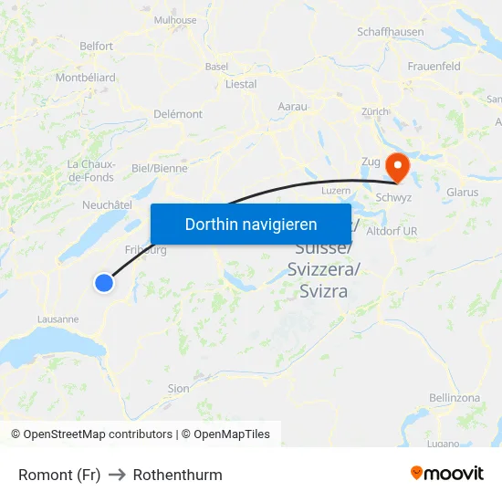 Romont (Fr) to Rothenthurm map