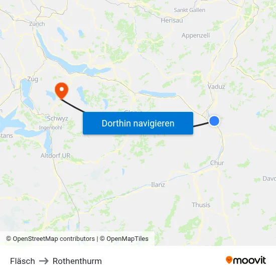 Fläsch to Rothenthurm map