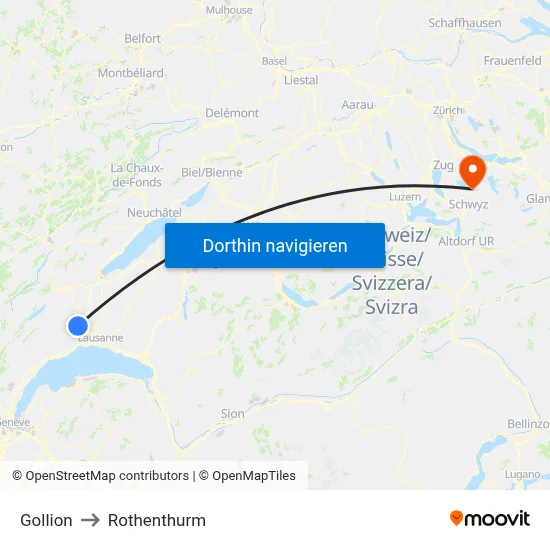 Gollion to Rothenthurm map