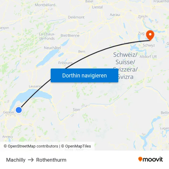 Machilly to Rothenthurm map