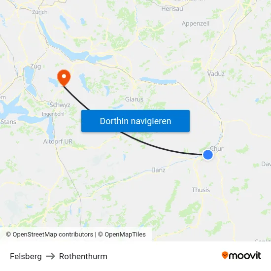 Felsberg to Rothenthurm map