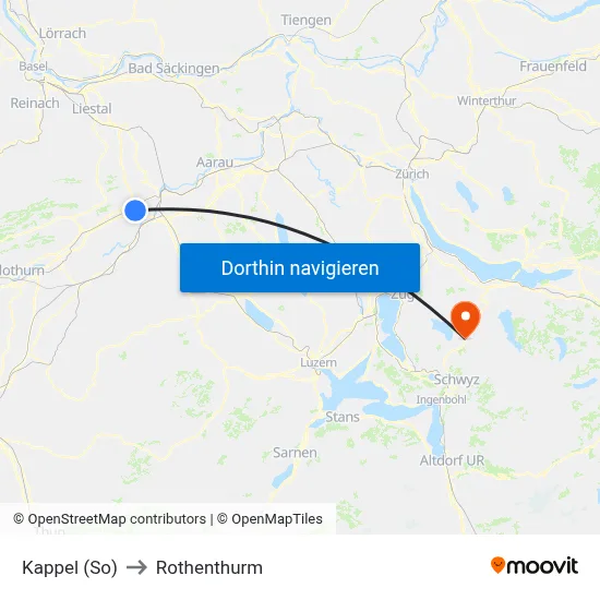 Kappel (So) to Rothenthurm map