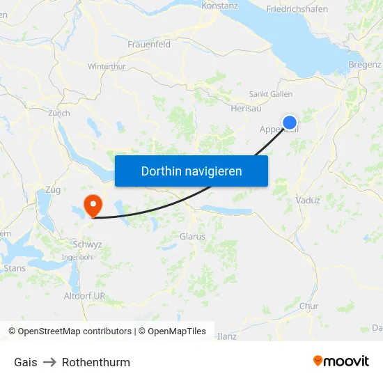 Gais to Rothenthurm map